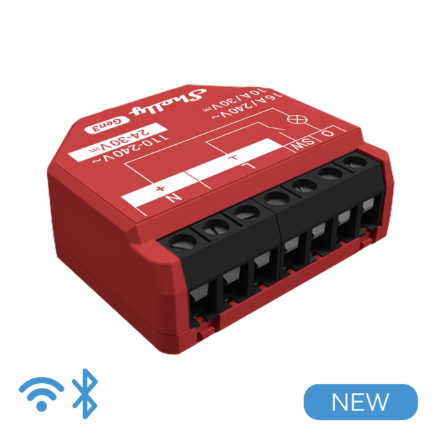 Shelly 1PM Gen3 – 2er Pack – Relais – max 16A – 1 Kanal – WLAN – BT
