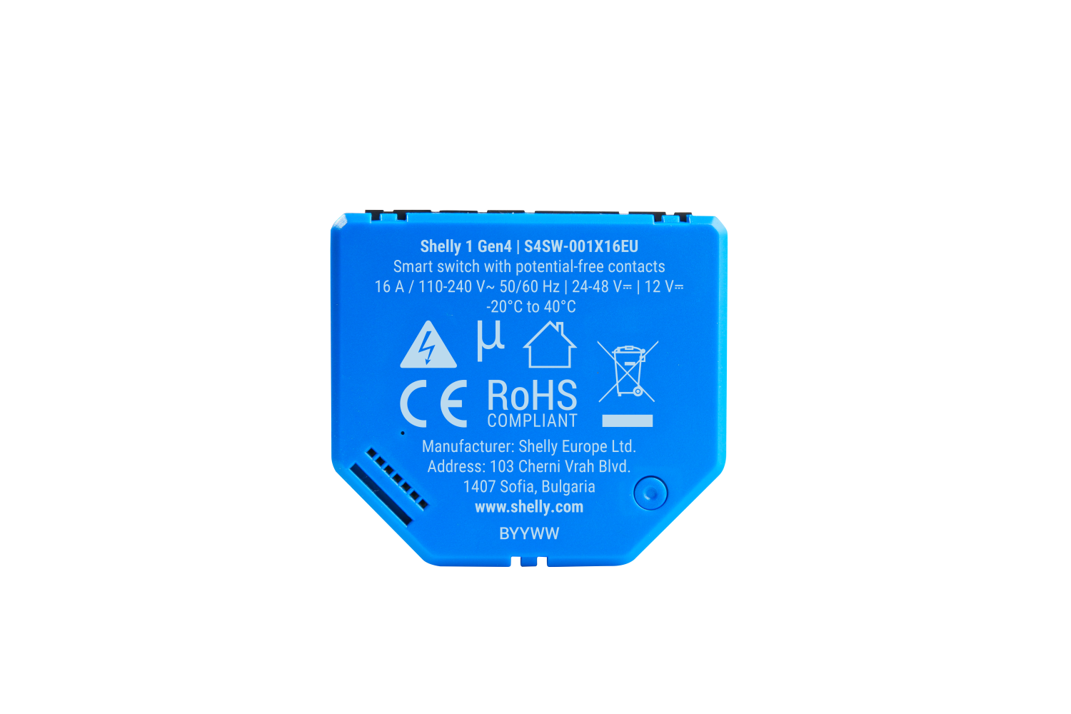 Shelly 1 Gen4 4er Pack – Relais – max 16A – 1 Kanal – WLAN – Matter – Zigbee – Bluetooth – Produktansicht 8