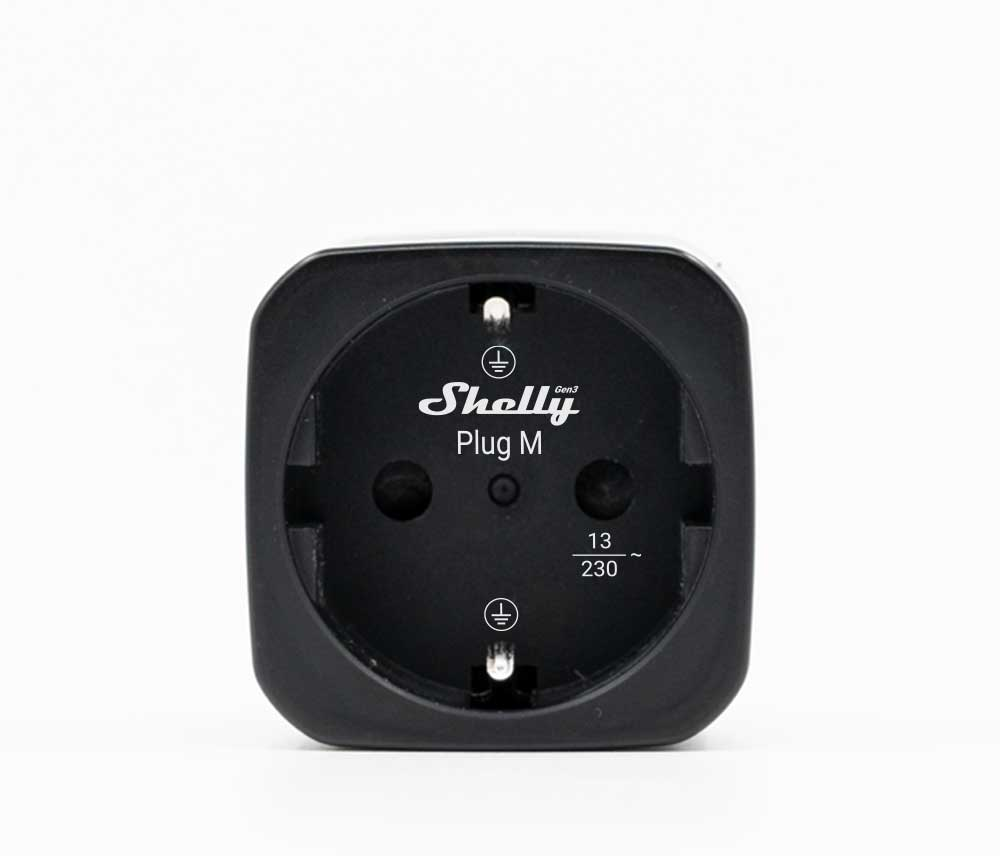 Shelly – Plug & Play Plug M Gen3 Black – Smarter Zwischenstecker – 13A – Messfunktion – WLAN – BT – schwarz