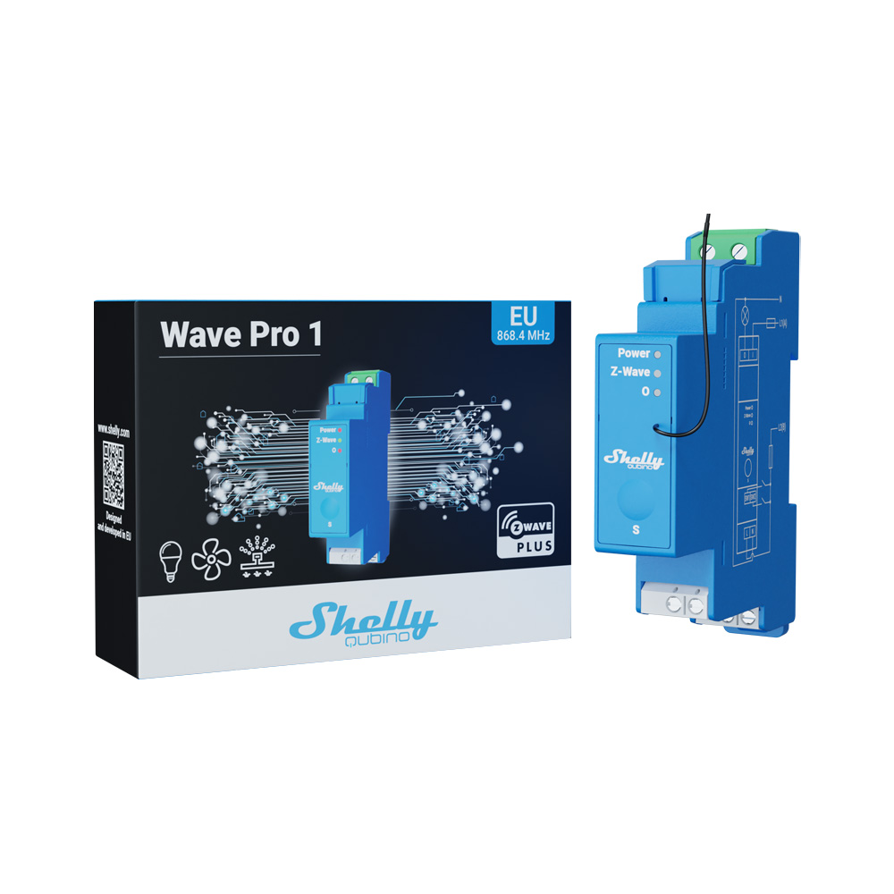 Shelly Wave Pro 1 – Relais – max. 16A – 1 Phase – 1x 16A – Z-Wave – Produktansicht 4