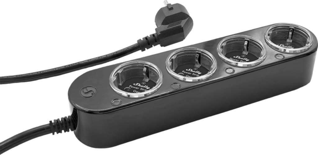 Shelly – Plug & Play Power Strip 4 Gen4 – Smarte Steckdosenleiste – 4x 12A – Messfunktion – WLAN – Zigbee – Matter – BT – schwarz