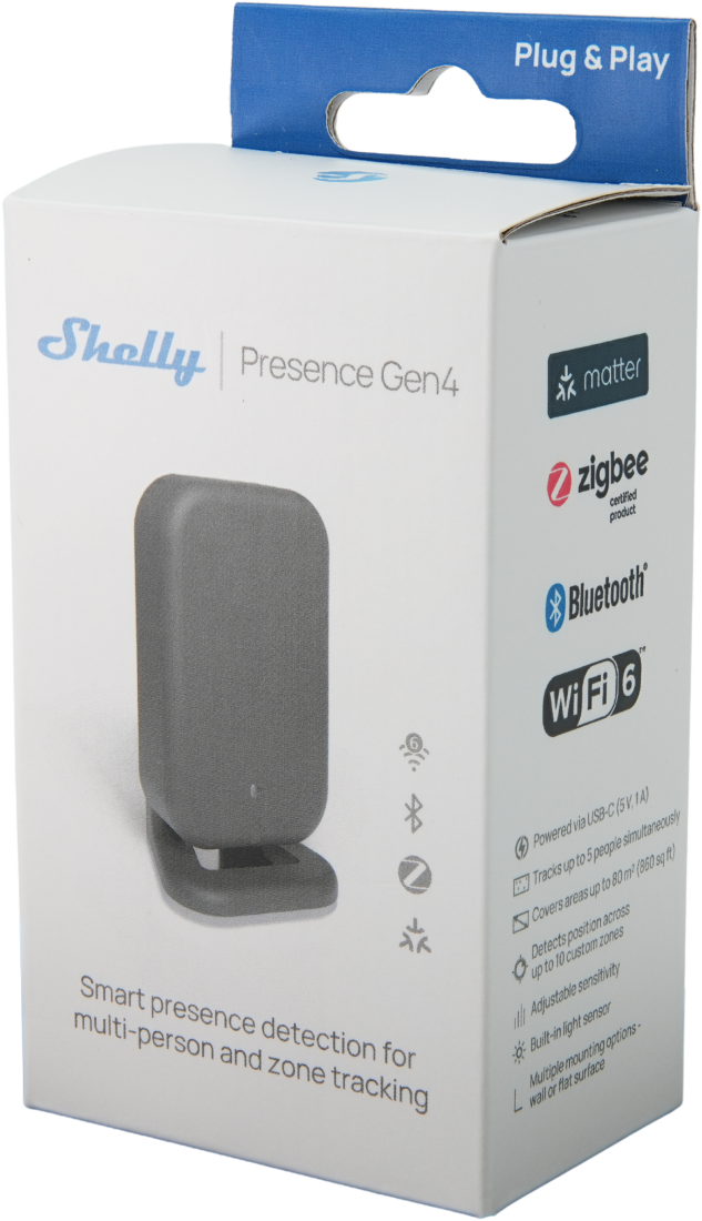 Shelly Presence Sensor Gen4 Black – Präsenzmelder – WLAN – Matter – Zigbee – BT – schwarz – Produktansicht 9