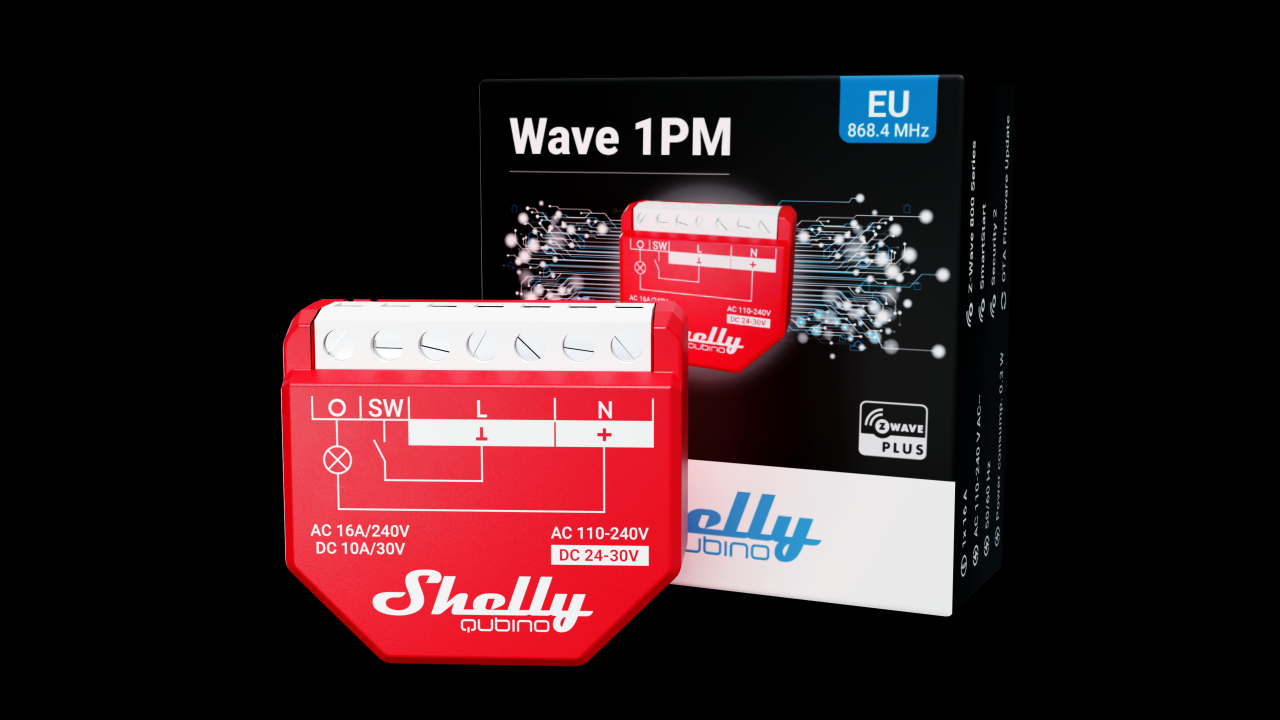Shelly Wave 1PM – Relais – max. 16A – 1 Kanal – Messfunktion – Z-Wave – Produktansicht 3