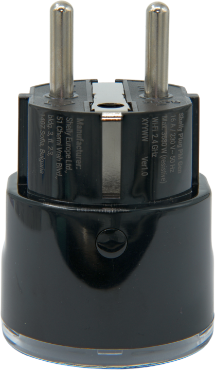 Shelly – Plug & Play Plug PM Gen3 Black – Smarter Energiezähler – Messfunktion – WLAN – BT – schwarz – Produktansicht 3