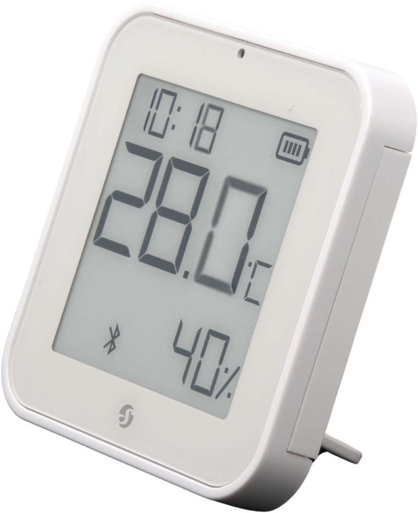 Shelly Blu ZB H&T Display White – Temperatur- & Feuchtigkeitssensor – E-Paper Display – Bluetooth – Zigbee – Weiß – Produktansicht 2