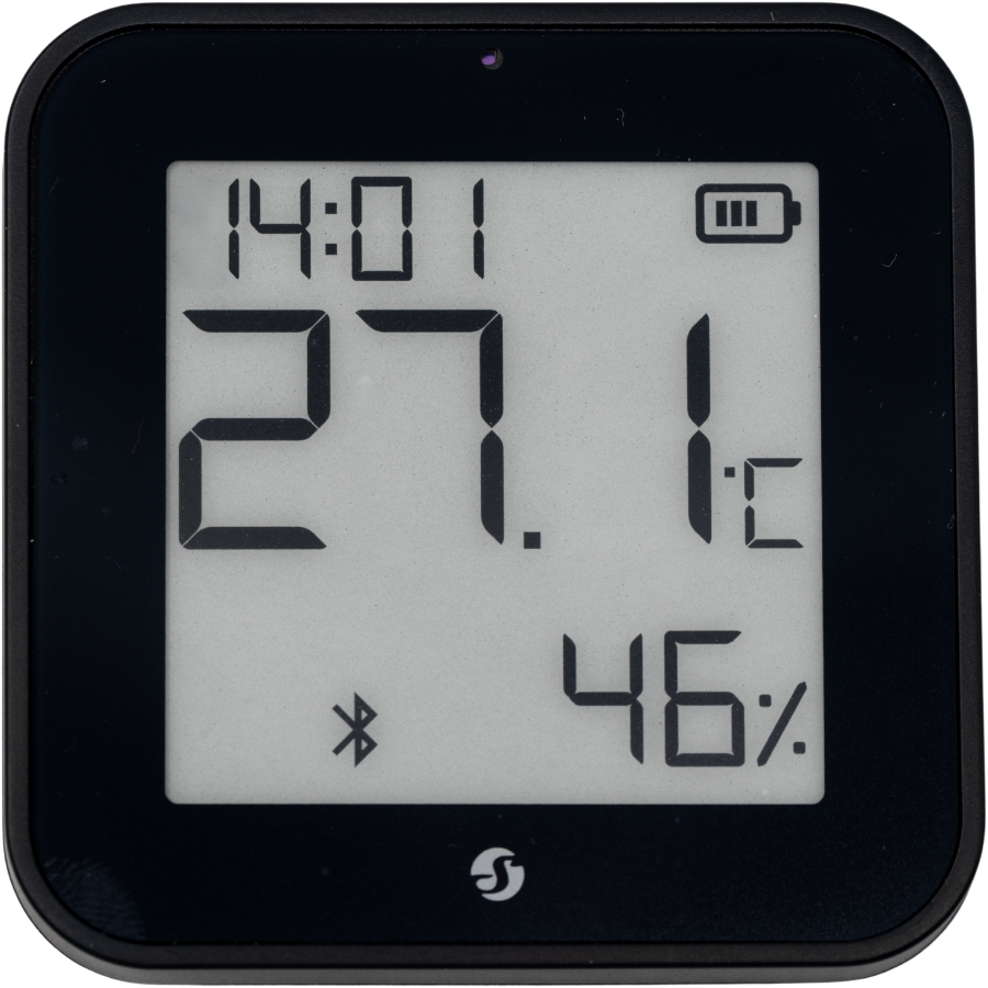 Shelly Blu ZB H&T Display Black – Temperatur- & Feuchtigkeitssensor – E-Paper Display – Bluetooth – Zigbee – Schwarz
