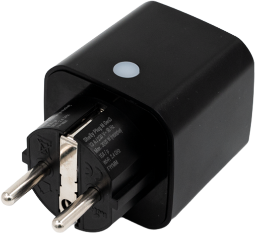 Shelly – Plug & Play Plug M Gen3 Black – Smarter Zwischenstecker – 13A – Messfunktion – WLAN – BT – schwarz – Produktansicht 2