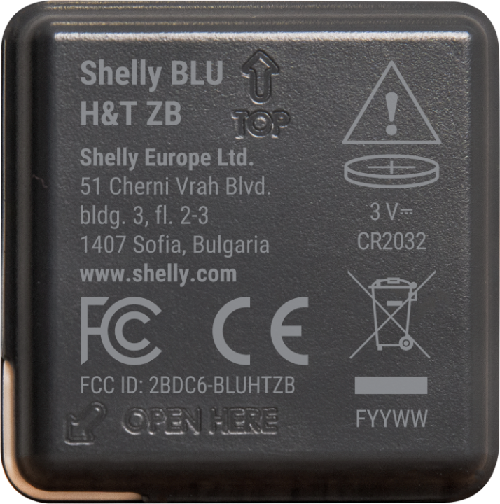 Shelly Blu ZB H&T Black – Temperatur- & Feuchtigkeitssensor – Bluetooth – Zigbee – Batterie – Schwarz – Produktansicht 3