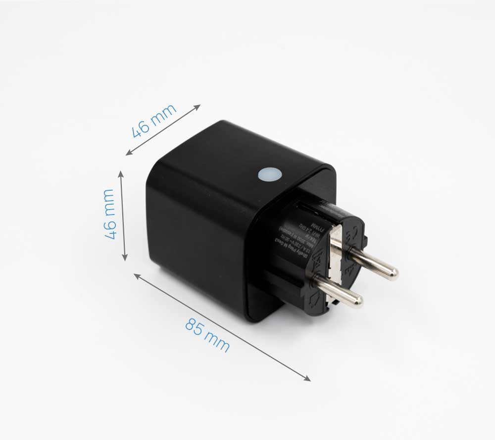 Shelly – Plug & Play Plug M Gen3 Black – Smarter Zwischenstecker – 13A – Messfunktion – WLAN – BT – schwarz – Produktansicht 3