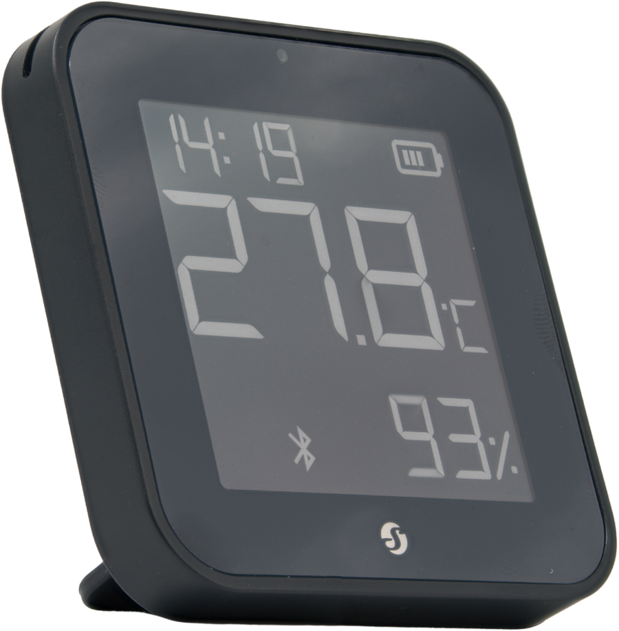 Shelly Blu ZB H&T Display Black – Temperatur- & Feuchtigkeitssensor – E-Paper Display – Bluetooth – Zigbee – Schwarz – Produktansicht 2
