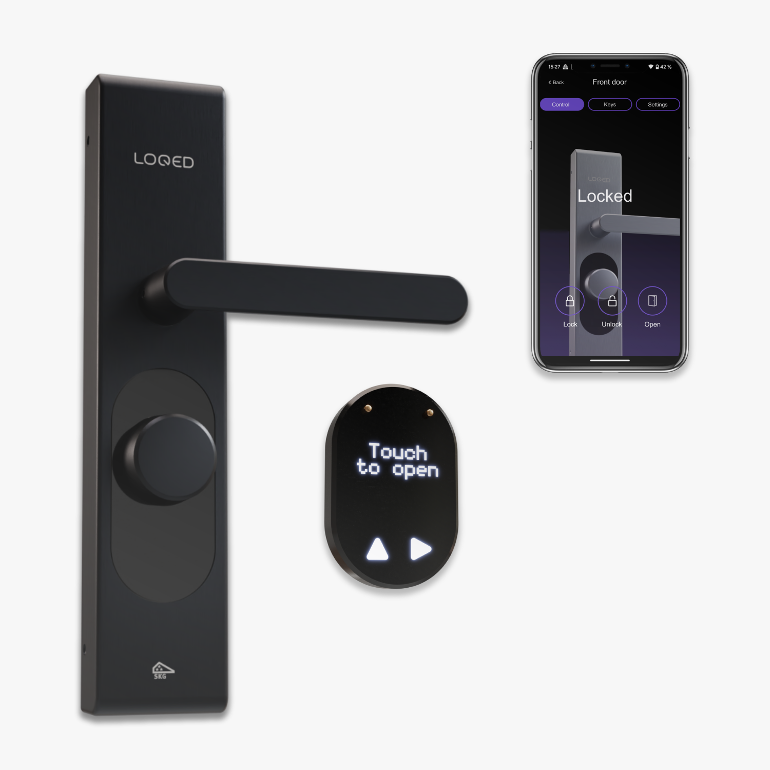 Shelly – LOQED Touch Smart Lock black Smartes Türschloss – Produktansicht 2