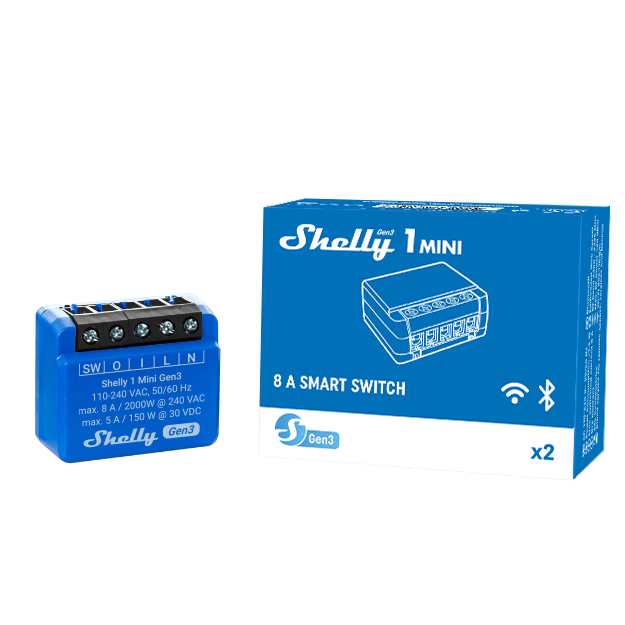 Shelly 1 Mini Gen. 3 – Relais – max 8A – 1 Kanal – WLAN – BT – Produktansicht 4