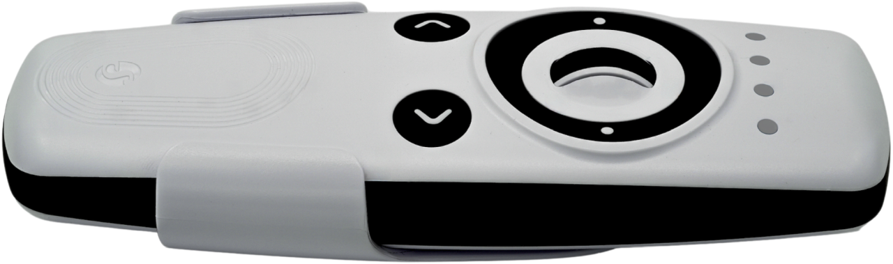 Shelly Blu Remote Control ZB white – Fernbedienung inkl. Halterung – BT – Zigbee – 4 Kanäle – Gestensteuerung – Scrollrad – 2x AAA e – Produktansicht 3