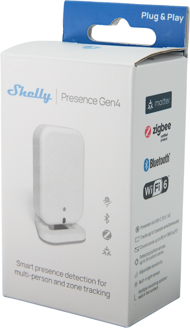 Shelly Presence Sensor Gen4 White – Präsenzmelder – WLAN – Matter – Zigbee – BT – weiß – Produktansicht 9