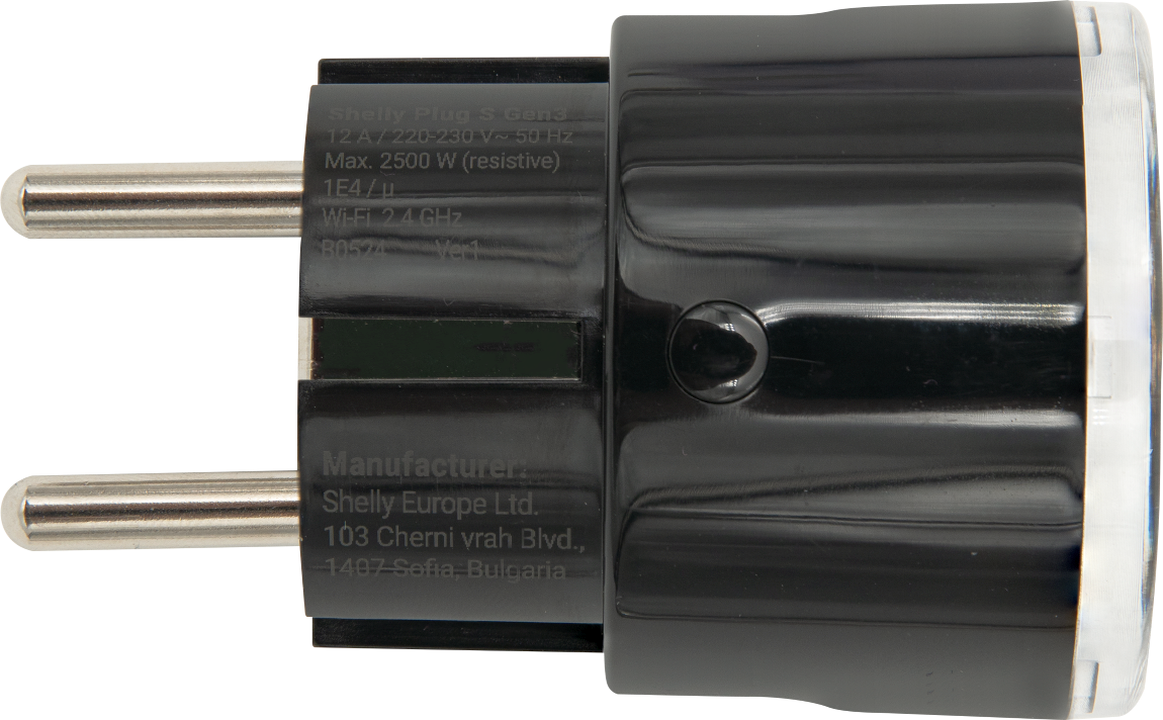 Shelly – Plug & Play Plug S Gen3 Matter – schwarz – Produktansicht 2