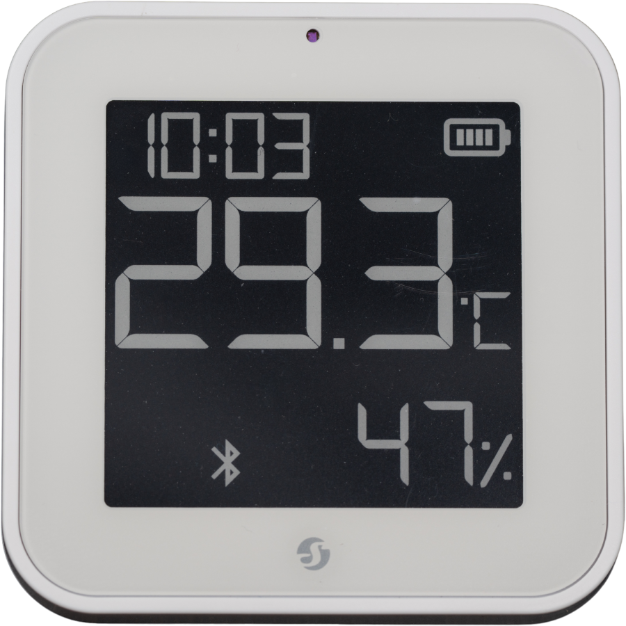 Shelly Blu ZB H&T Display White – Temperatur- & Feuchtigkeitssensor – E-Paper Display – Bluetooth – Zigbee – Weiß – Produktansicht 3