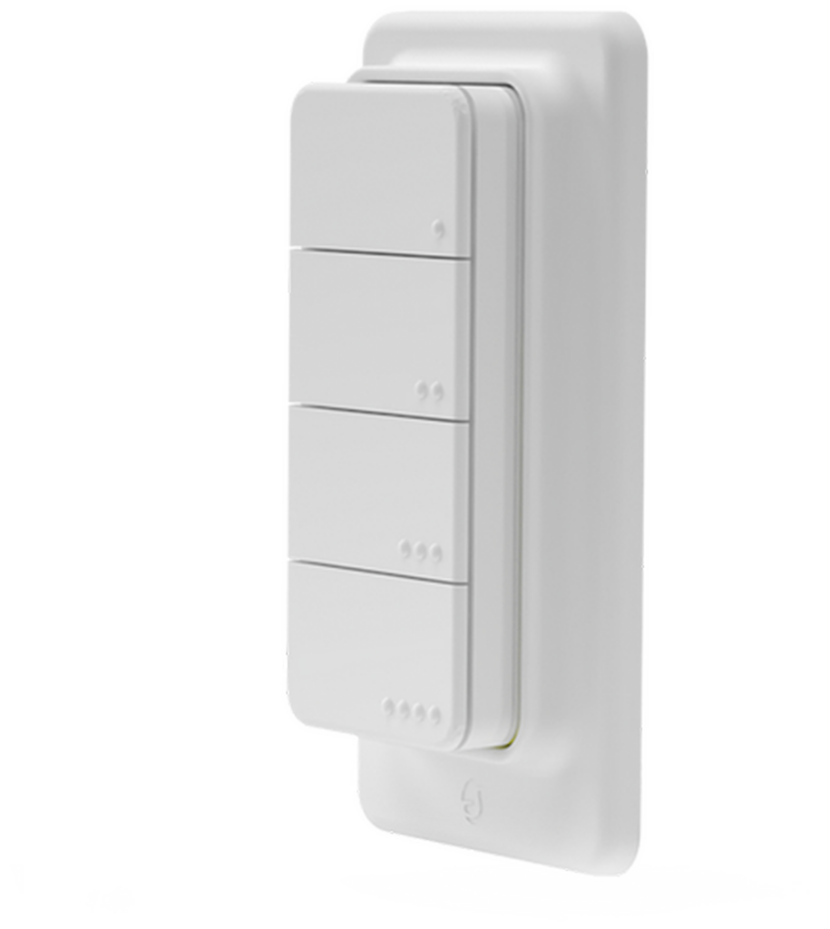 Shelly Blu ZB RC Button 4 – Fernbedienung inkl. Magnethalter – 4-fach – 16 Aktionen – Bluetooth – Zigbee – Weiß