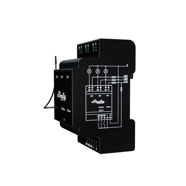 Shelly Wave Pro 3 – Relais – max. 48 A – 3 Phasen – 3x 16A – Z-Wave – Produktansicht 2