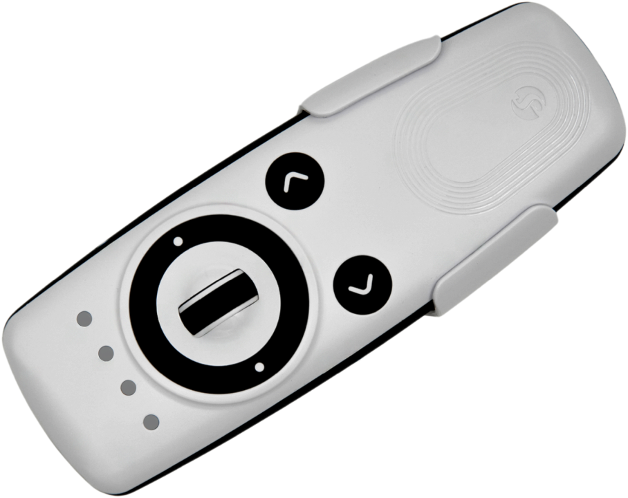 Shelly Blu Remote Control ZB white – Fernbedienung inkl. Halterung – BT – Zigbee – 4 Kanäle – Gestensteuerung – Scrollrad – 2x AAA e – Produktansicht 2