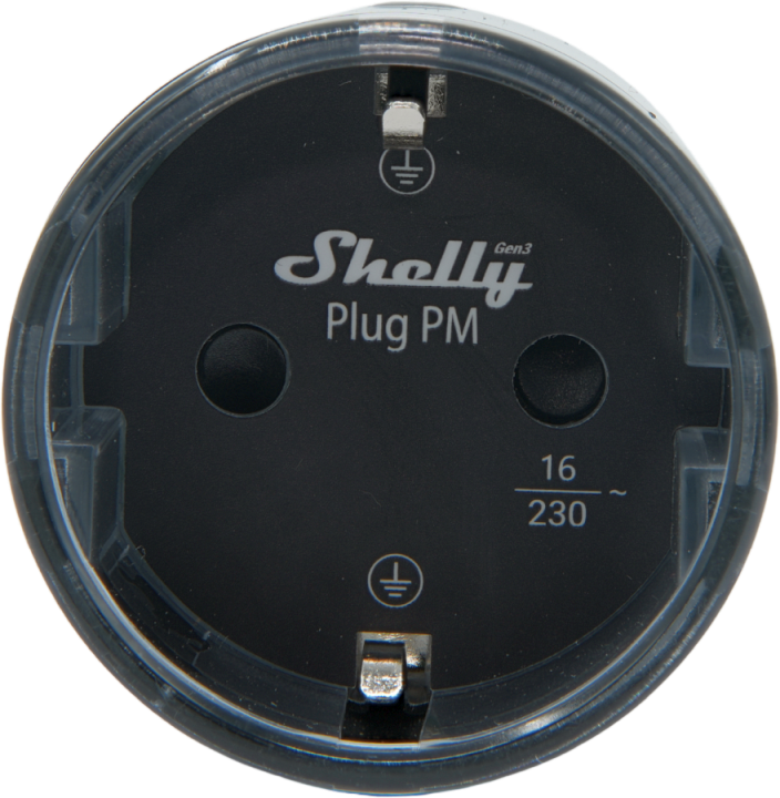 Shelly – Plug & Play Plug PM Gen3 Black – Smarter Energiezähler – Messfunktion – WLAN – BT – schwarz – Produktansicht 2