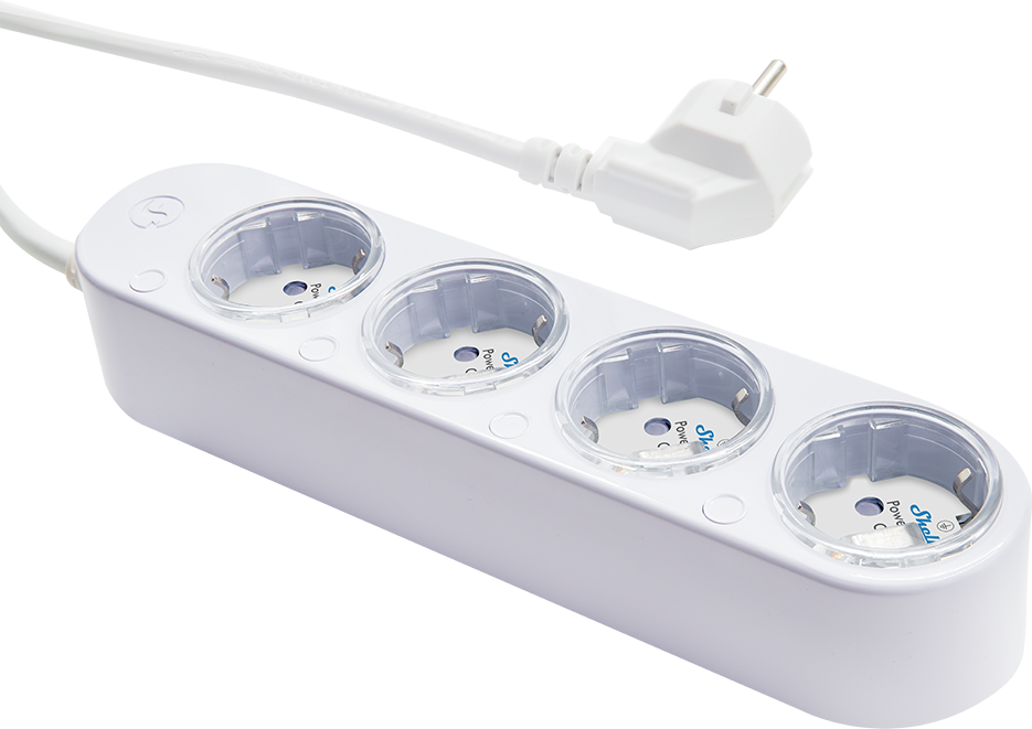 Shelly – Plug & Play Power Strip 4 Gen4 – Smarte Steckdosenleiste – 4x 12A – Messfunktion – WLAN – Zigbee – Matter – BT – weiß