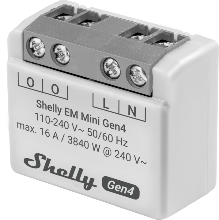 Shelly EM Mini Gen4 – Relais – max 8A – 1 Kanal – WLAN – Matter – Zigbee – Bluetooth – Produktansicht 3