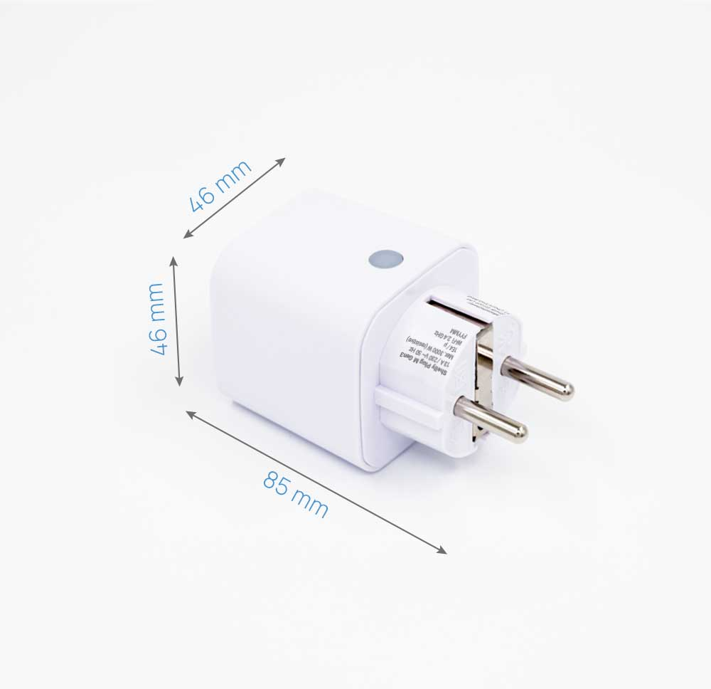 Shelly – Plug & Play Plug M Gen3 White – Smarter Zwischenstecker – 13A – Messfunktion – WLAN – BT – weiß – Produktansicht 3