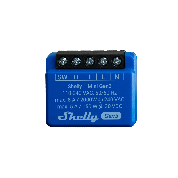 Shelly 1 Mini Gen. 3 – Relais – max 8A – 1 Kanal – WLAN – BT – Produktansicht 2