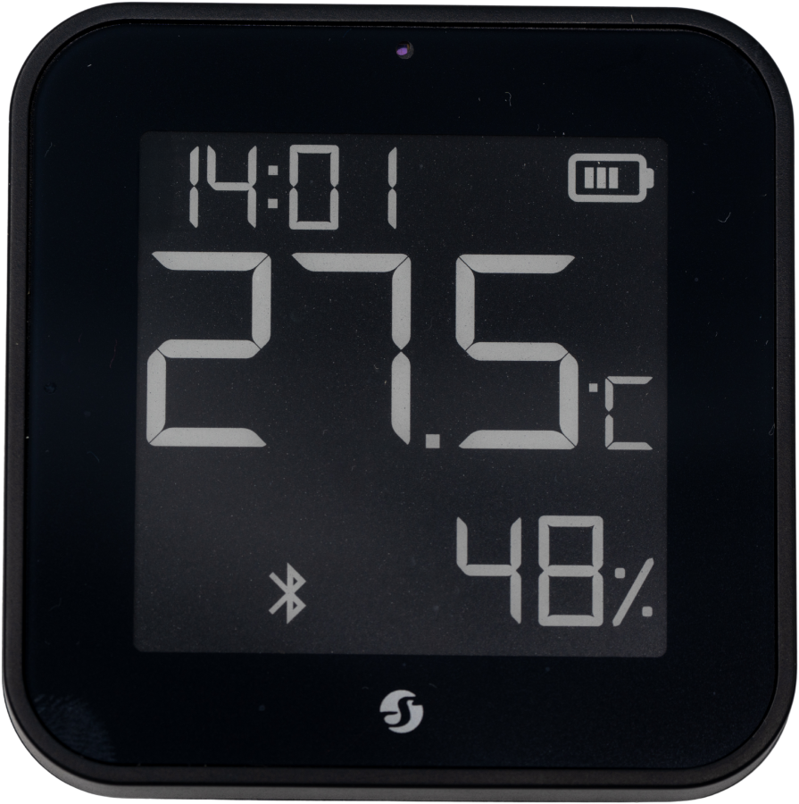 Shelly Blu ZB H&T Display Black – Temperatur- & Feuchtigkeitssensor – E-Paper Display – Bluetooth – Zigbee – Schwarz – Produktansicht 3