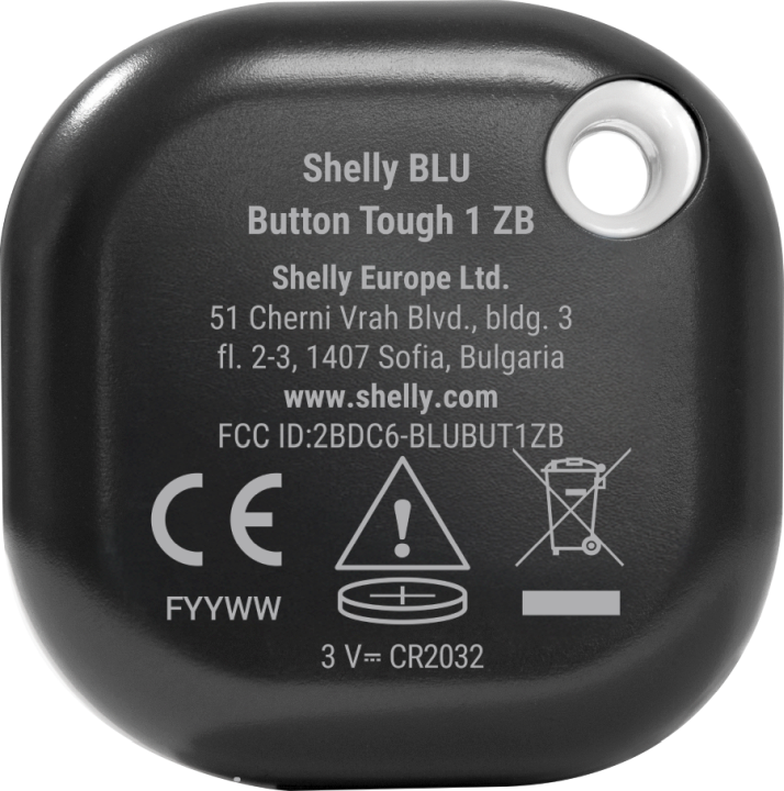 Shelly Blu ZB Button Tough Black – Schalter & Dimmer – Bluetooth – Zigbee – Batterie – Schwarz – Produktansicht 3