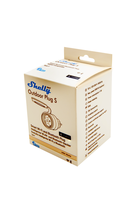 Shelly – Plug & Play Outdoor Plug S Gen3 – Zwischenstecker für draußen – 12A – Messfunktion – WLAN – Matter – BT – Produktansicht 8