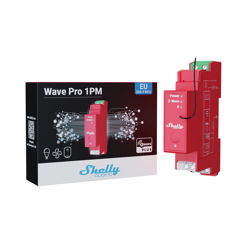 Shelly Wave Pro 1PM – Relais – max.16 A – 1 Phase – 1x 16A – Messfunktion – Z-Wave – Produktansicht 4