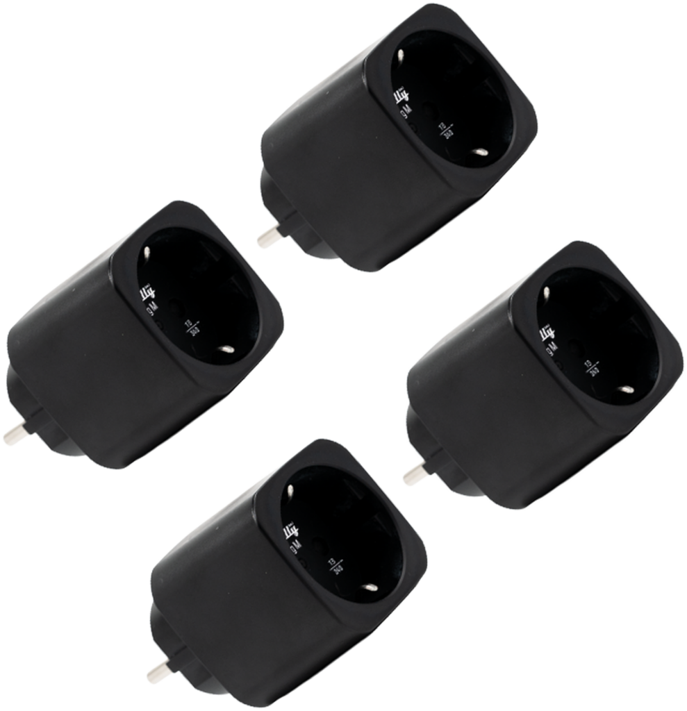 Shelly – Plug & Play Plug M Gen3 Black – 4er Set – Smarter Zwischenstecker – 13A – Messfunktion – WLAN – BT – schwarz