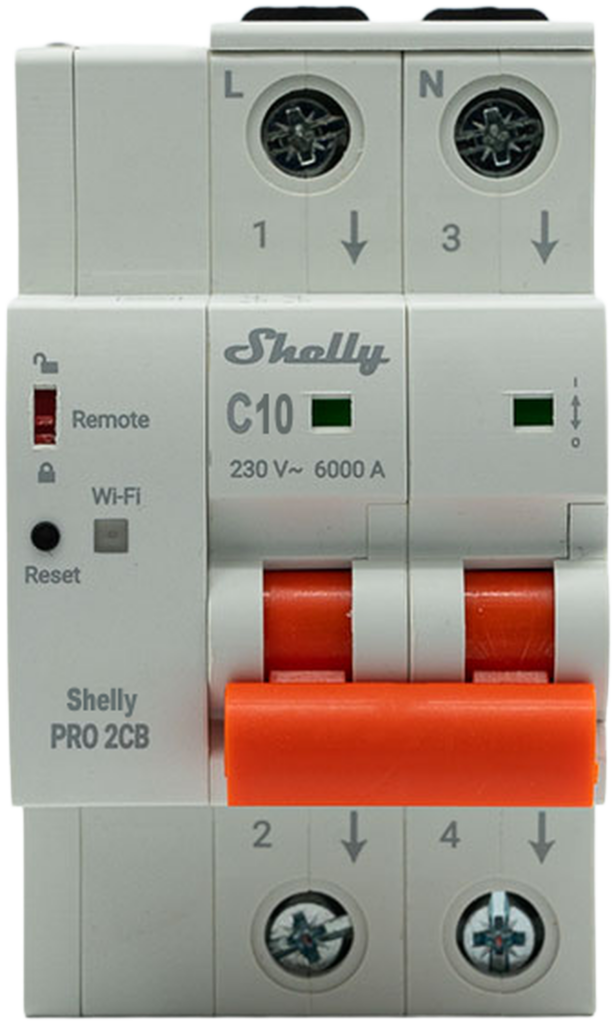 Shelly – Smarter Leitungsschutzschalter – Pro 2CB C63 – 2-polig – 63A – Fernsteuerung – LAN – WLAN – Bluetooth